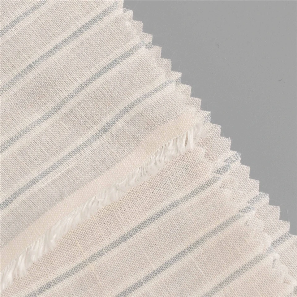 Off White Grey Striped Linen Fabric price